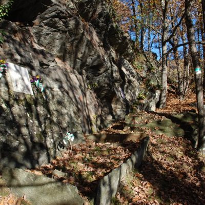 
				La lapide con le piccole aiuole		